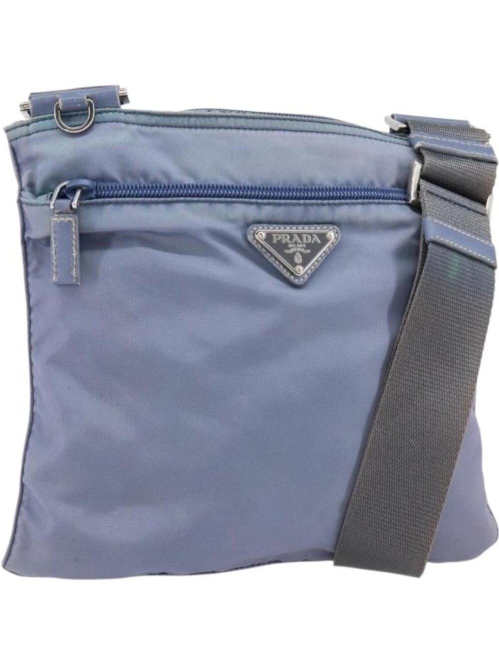 PRADA Shoulder Bag Nylon Light Blue Silver